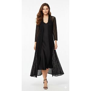 VTG Isabel Palucci Crochet Long Duster Cardigan Cottagecore Romantic Witchcore 2